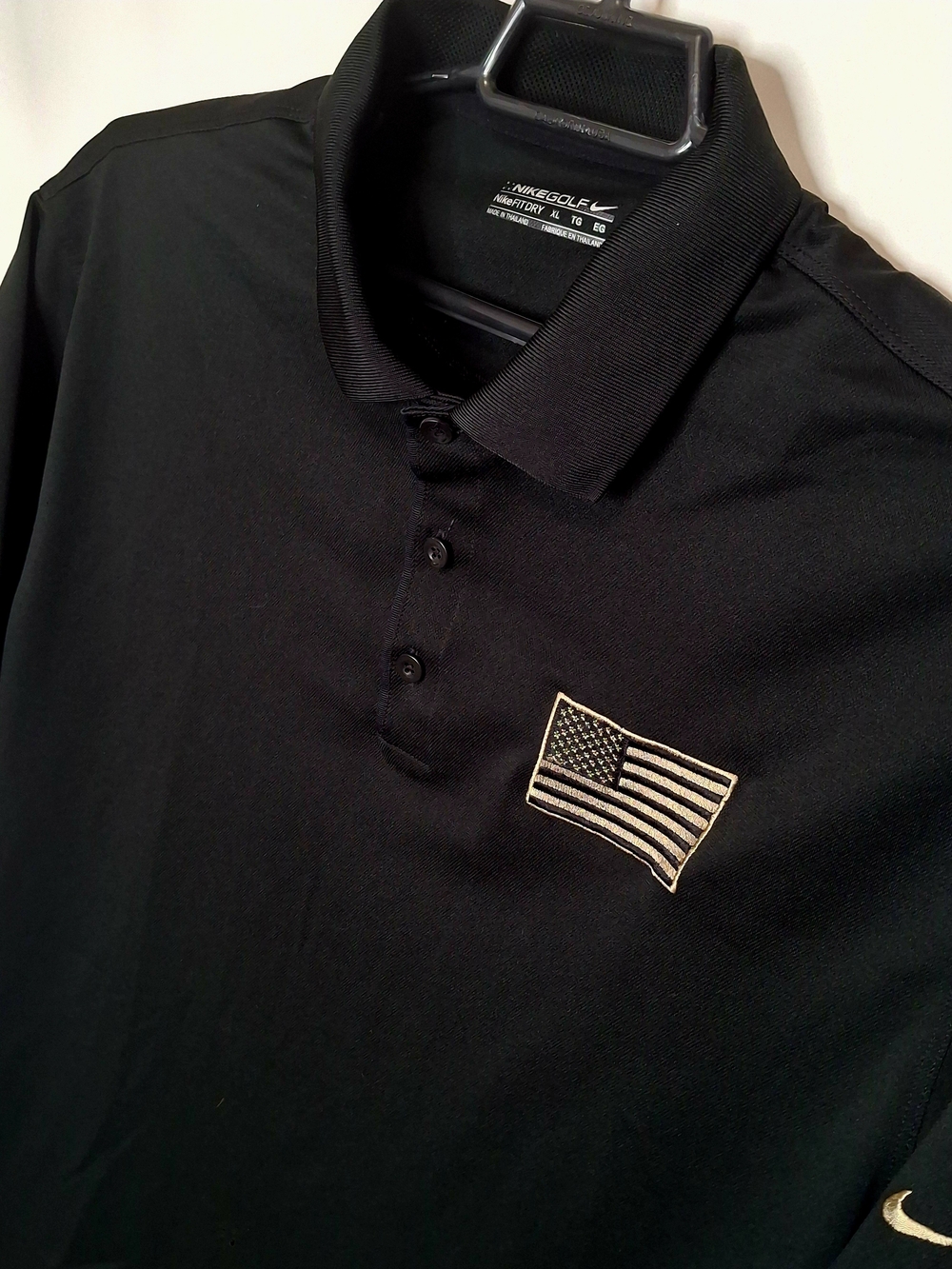 Nike Men's Black Dri-FIT Polo with Flag Patch Size XL - Picture 4 of 13